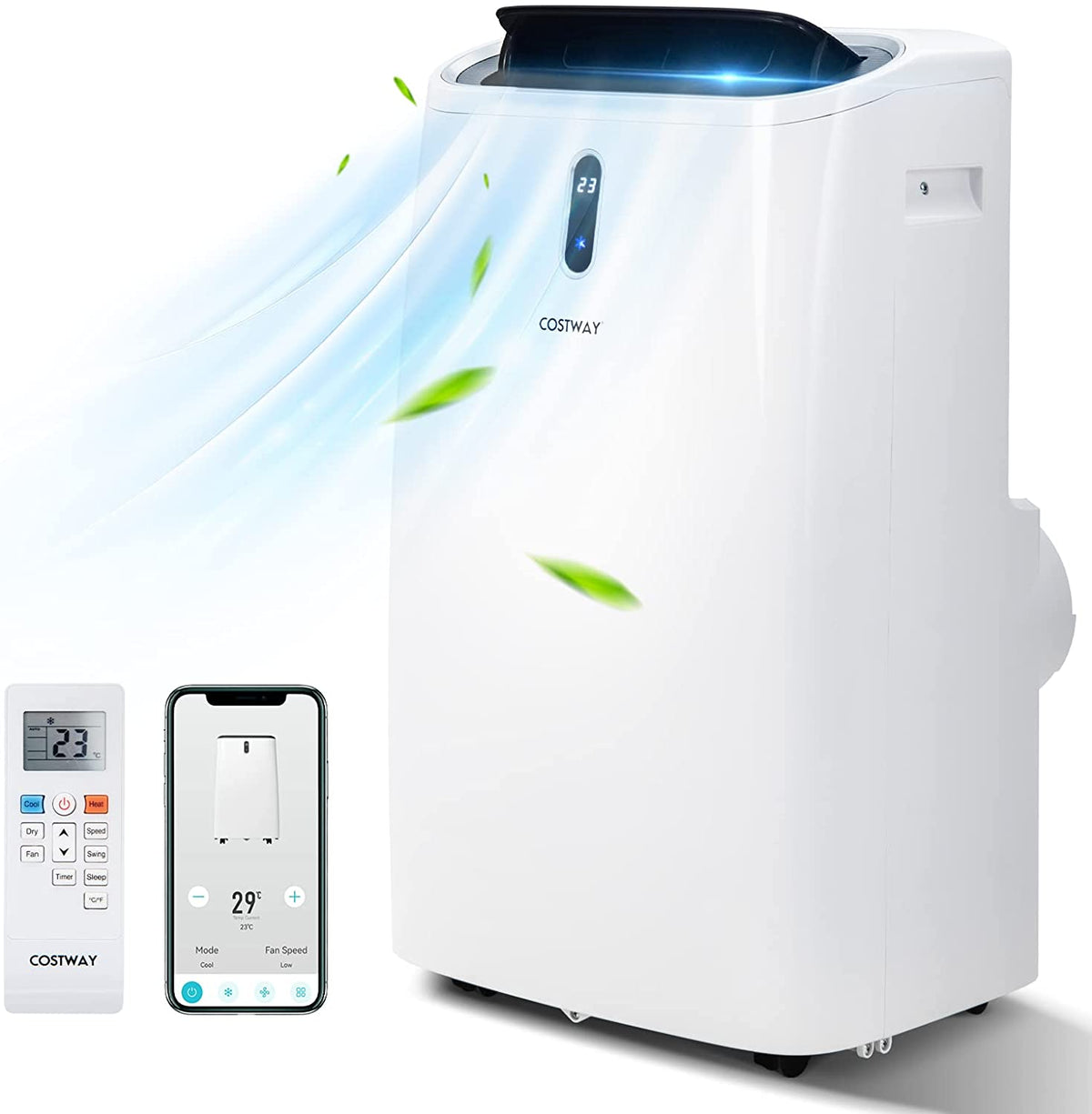 12000BTU Portable 4-in-1 Air Conditioner Oscillation Air Cooler with 3 Speeds and WiFi Smart Control