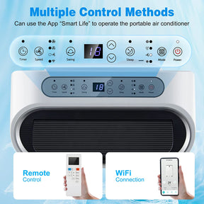 12000BTU Portable 4-in-1 Air Conditioner Oscillation Air Cooler with 3 Speeds and WiFi Smart Control