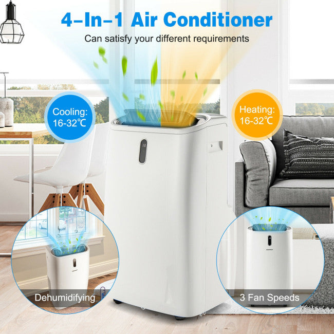 12000BTU Portable 4-in-1 Air Conditioner Oscillation Air Cooler with 3 Speeds and WiFi Smart Control
