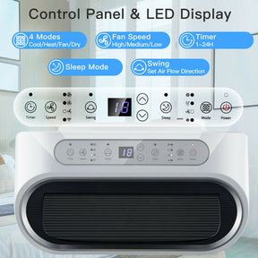 12000BTU Portable 4-in-1 Air Conditioner Oscillation Air Cooler with 3 Speeds and WiFi Smart Control