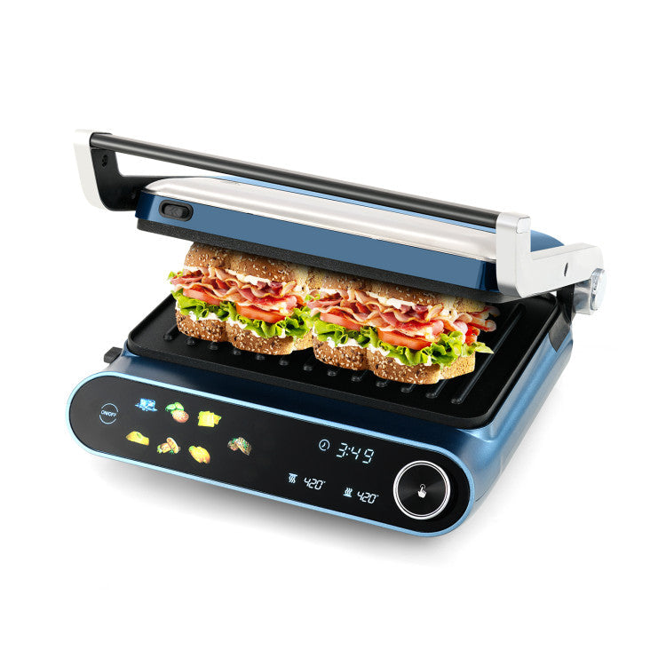 1200W Panini Press Grill with LED Display and 7 Grilling Modes