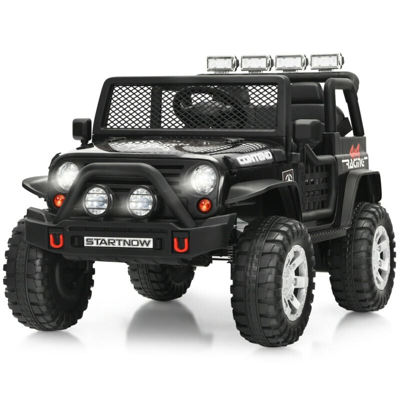 12V 2-Seater Kids Ride On Truck Electric Jeep Car with Remote Control, Spring Suspension, Rocking Function, LED Lights & Bluetooth Music