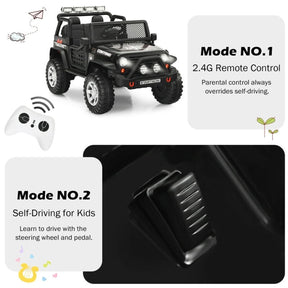 12V 2-Seater Kids Ride On Truck Electric Jeep Car with Remote Control, Spring Suspension, Rocking Function, LED Lights & Bluetooth Music