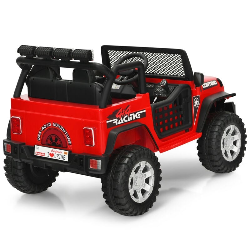 12V 2-Seater Kids Ride On Truck Electric Jeep Car with Remote Control, Spring Suspension, Rocking Function, LED Lights & Bluetooth Music