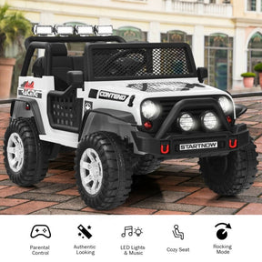 12V 2-Seater Kids Ride On Truck Electric Jeep Car with Remote Control, Spring Suspension, Rocking Function, LED Lights & Bluetooth Music