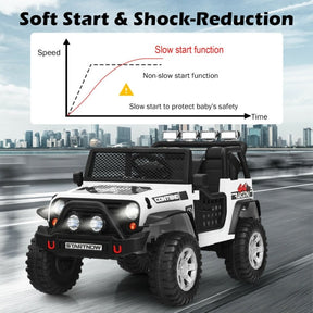 12V 2-Seater Kids Ride On Truck Electric Jeep Car with Remote Control, Spring Suspension, Rocking Function, LED Lights & Bluetooth Music