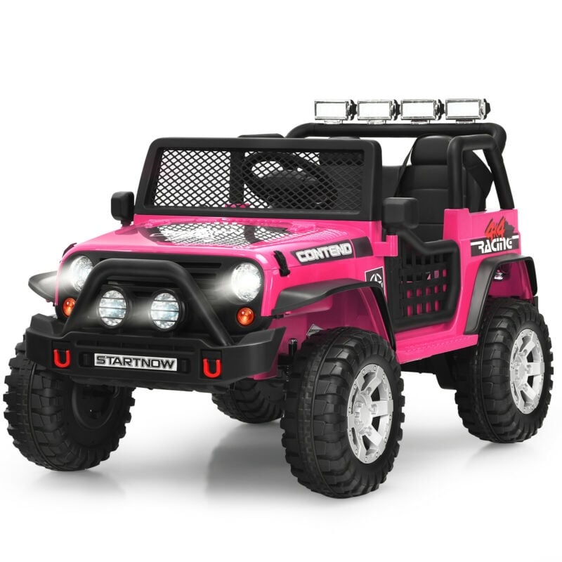 12V 2-Seater Kids Ride On Truck Electric Jeep Car with Remote Control, Spring Suspension, Rocking Function, LED Lights & Bluetooth Music