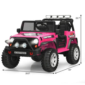 12V 2-Seater Kids Ride On Truck Electric Jeep Car with Remote Control, Spring Suspension, Rocking Function, LED Lights & Bluetooth Music