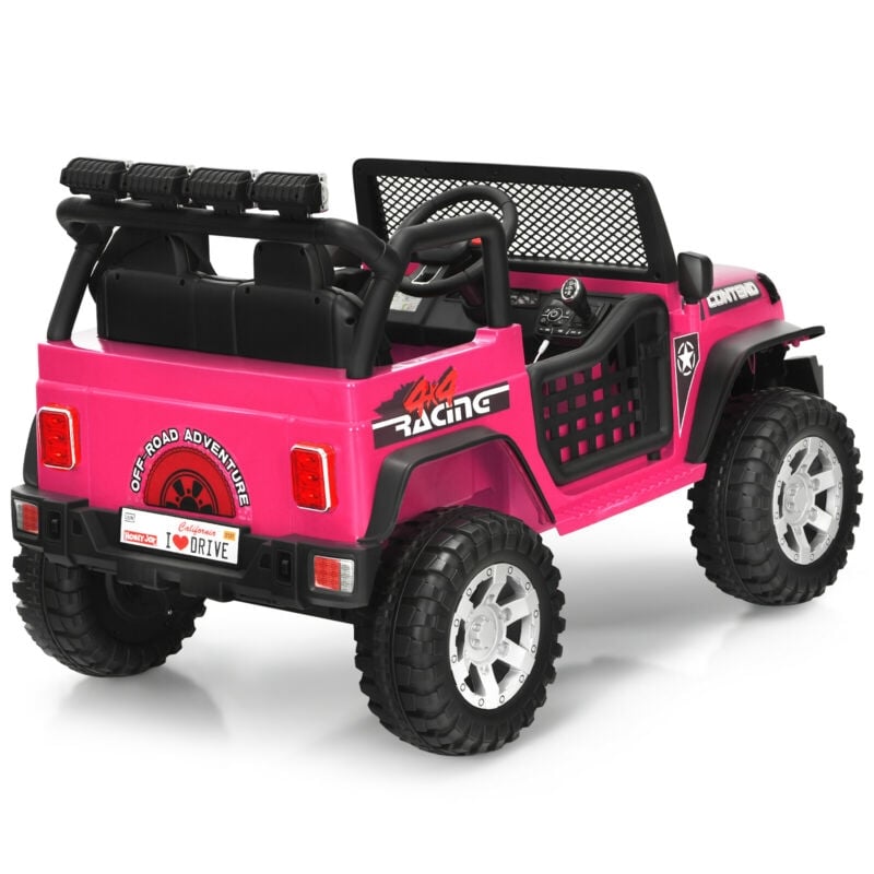 12V 2-Seater Kids Ride On Truck Electric Jeep Car with Remote Control, Spring Suspension, Rocking Function, LED Lights & Bluetooth Music