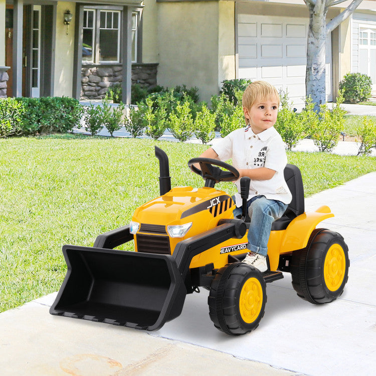 12V Kid's Ride on Excavator with Adjustable Digging Bucket and Remote Control