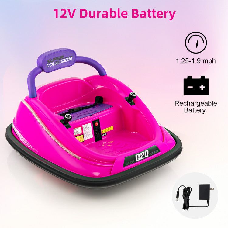 12V Kids Ride-on Bumper Car Toy Vehicle with Remote Control and Flashing Lights