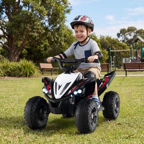 Kids Ride On ATV, 12V 4-Wheeler Quad Electric Vehicle w/ LED Lights, Music, Wireless Connection, Off-Road Tires