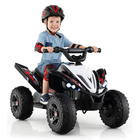 Kids Ride On ATV, 12V 4-Wheeler Quad Electric Vehicle w/ LED Lights, Music, Wireless Connection, Off-Road Tires