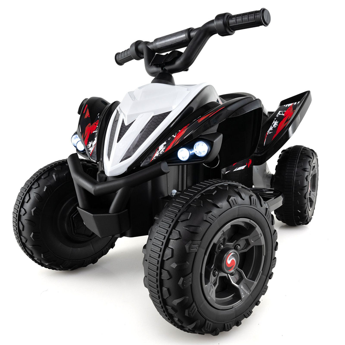 Kids Ride On ATV, 12V 4-Wheeler Quad Electric Vehicle w/ LED Lights, Music, Wireless Connection, Off-Road Tires