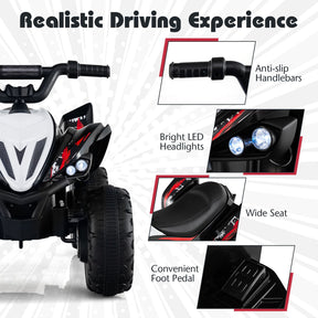Kids Ride On ATV, 12V 4-Wheeler Quad Electric Vehicle w/ LED Lights, Music, Wireless Connection, Off-Road Tires