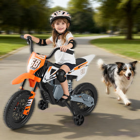 12V Kids Motorcycle with Training Wheels and Spring Suspension