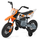 12V Kids Motorcycle with Training Wheels and Spring Suspension