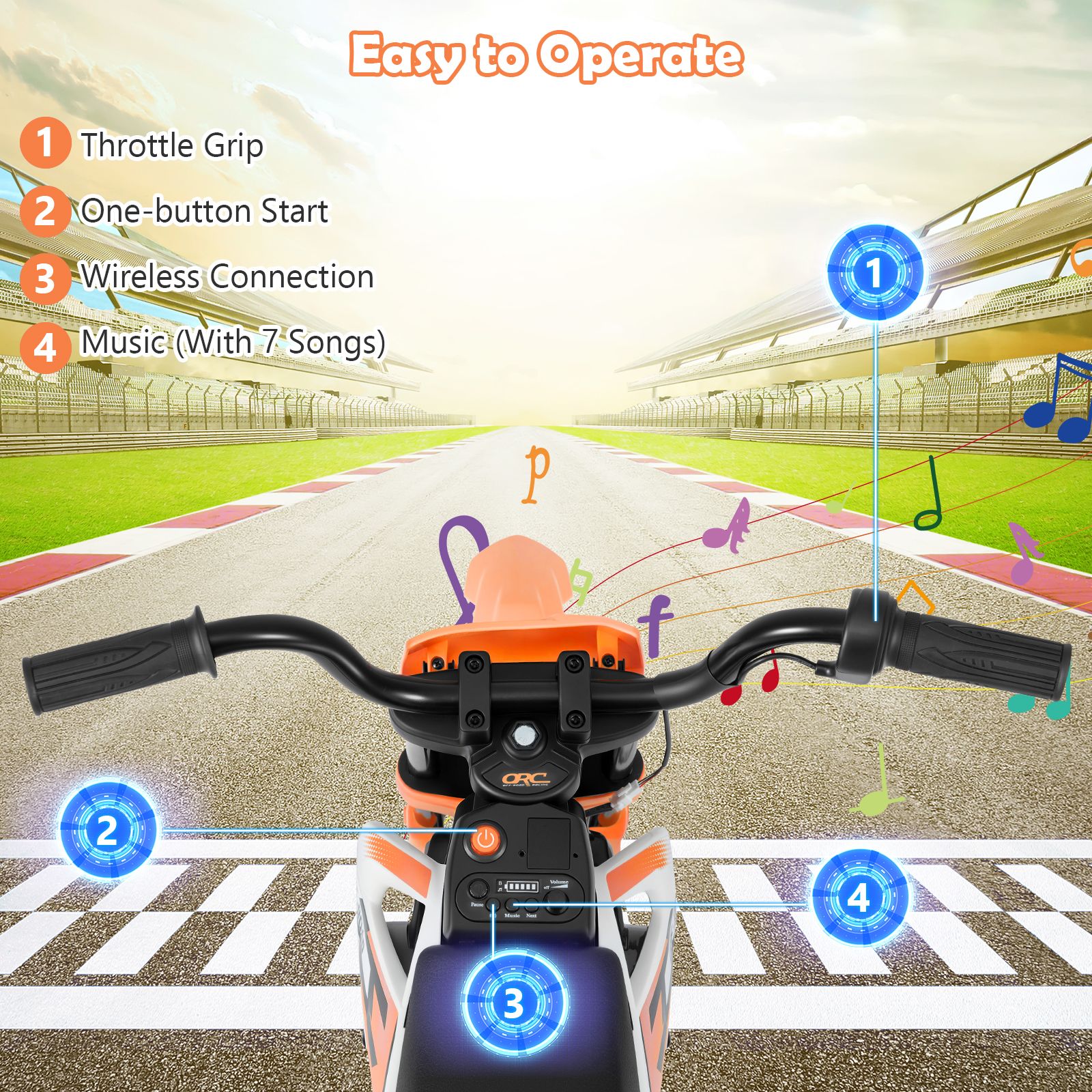 12V Kids Motorcycle with Training Wheels and Spring Suspension
