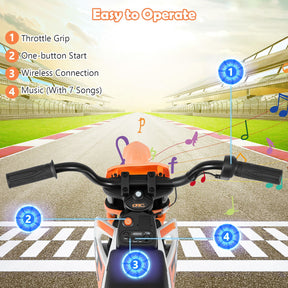 12V Kids Motorcycle with Training Wheels and Spring Suspension