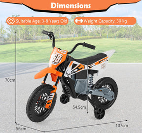 12V Kids Motorcycle with Training Wheels and Spring Suspension