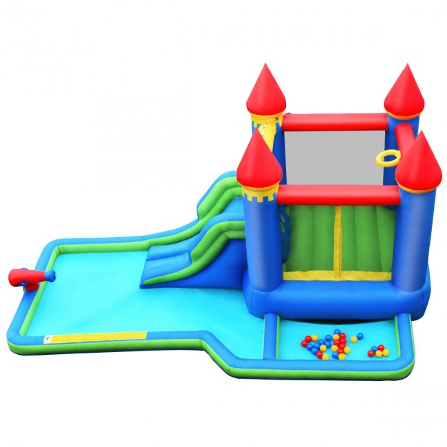 Kids Inflatable Bounce House Jumping Castle Water Slide Park Bouncer with Ball Shooting and Trampoline