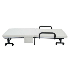 Folding Rollaway Bed with Mattress & Wheels for Adults, Portable Foldable Guest Bed with Adjustable 6 Position & Side Storage Pocket