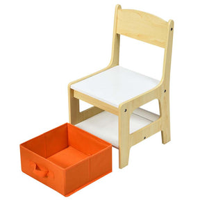 Kids Table & Chairs Set, 3-in-1 Wooden Toddler Activity Table with Storage, Reversible Tabletop & Blackboard for Art Craft, Drawing, Playroom
