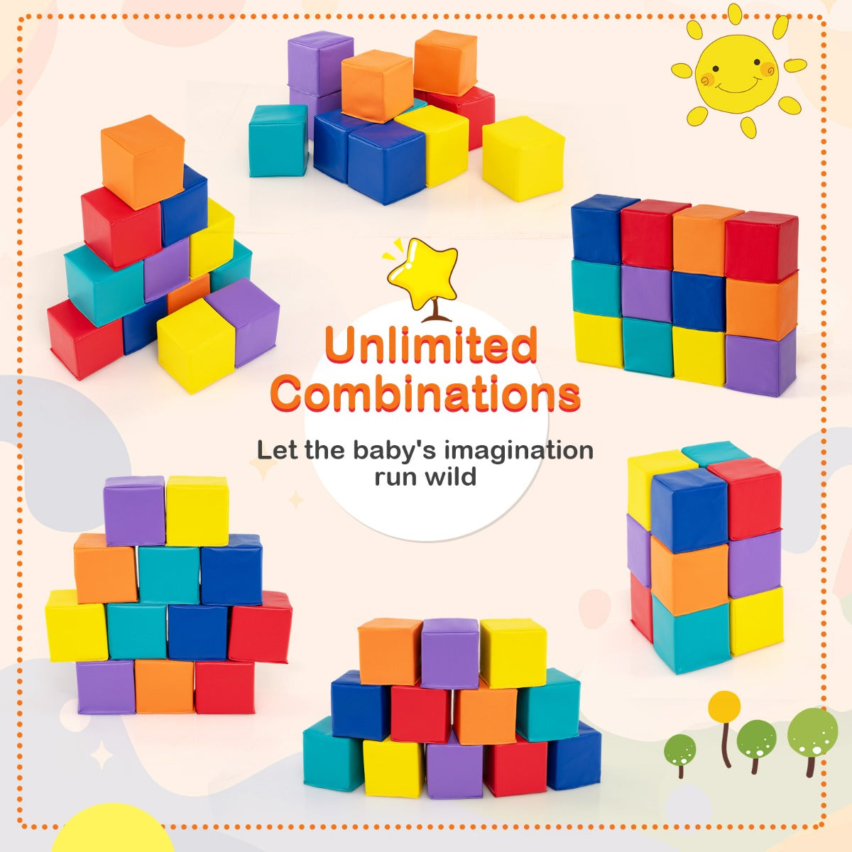 12-Piece Toddler Soft Foam Building Blocks