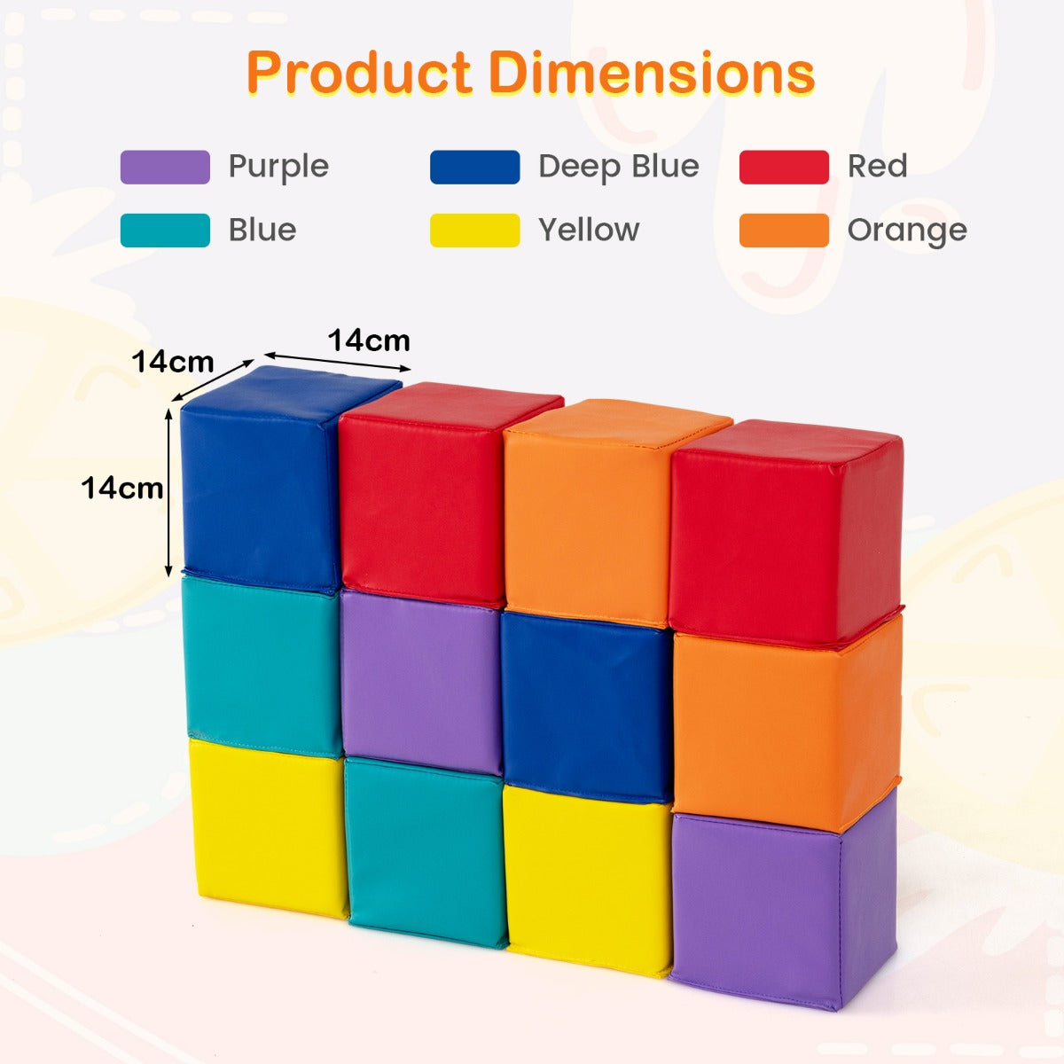 12-Piece Toddler Soft Foam Building Blocks