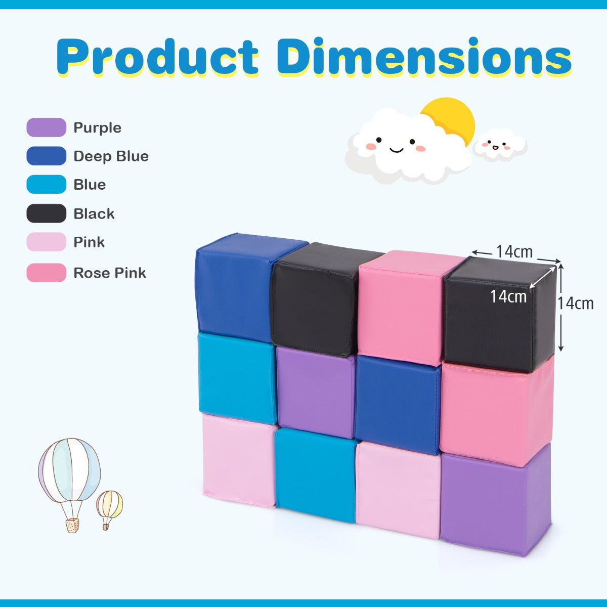 12-Piece Toddler Soft Foam Building Blocks