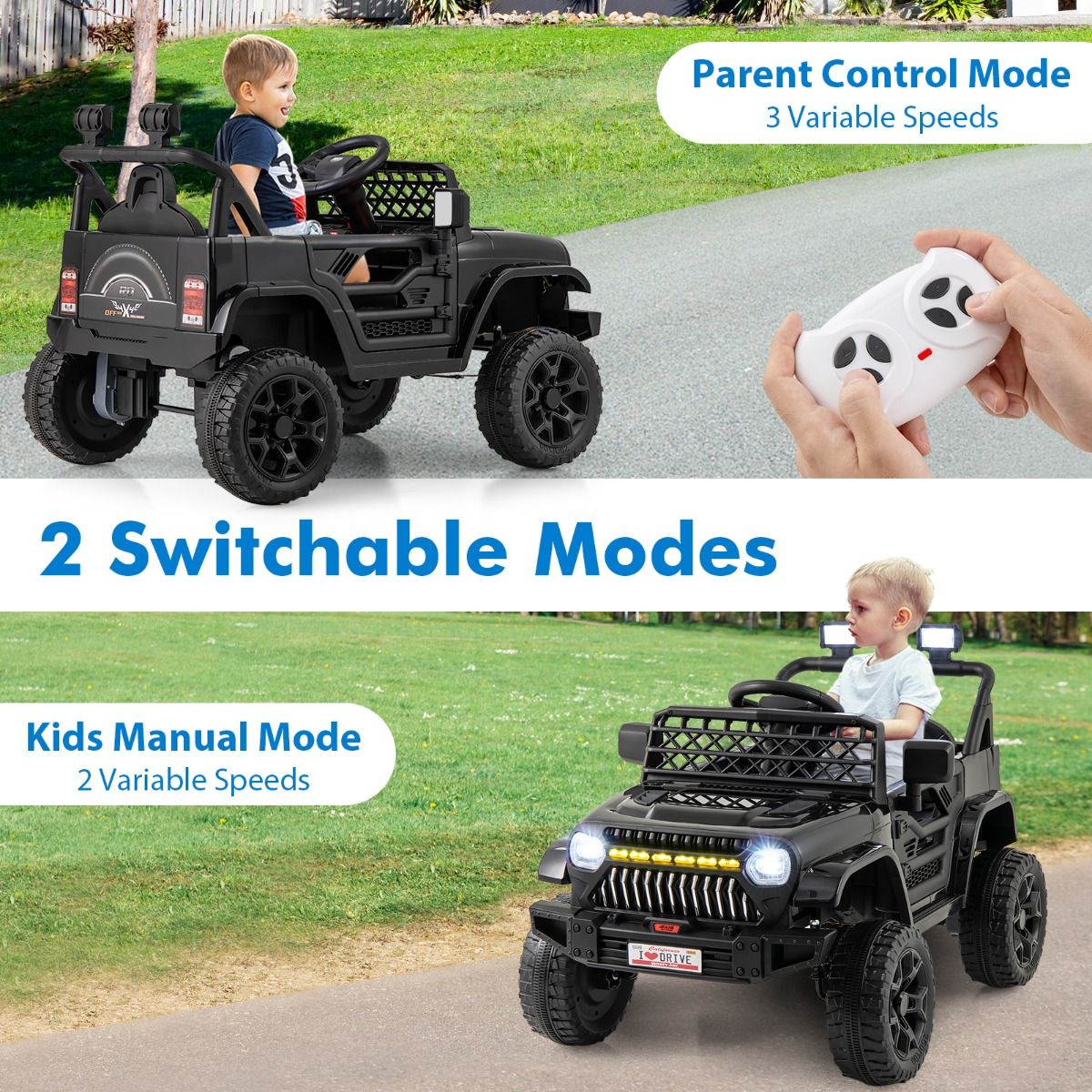 12V Kids Ride on Truck Car with Parental Remote LED Lights