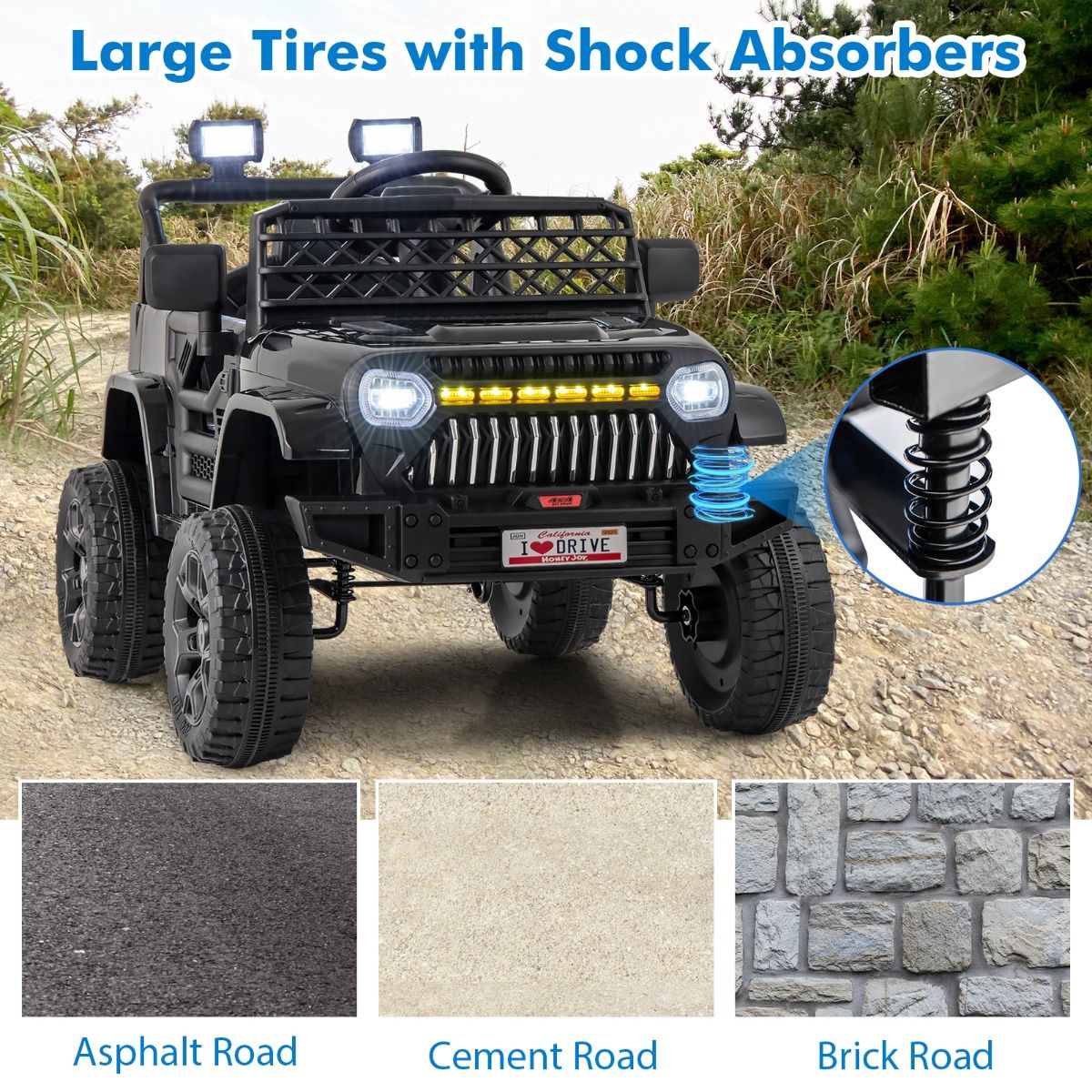 12V Kids Ride on Truck Car with Parental Remote LED Lights