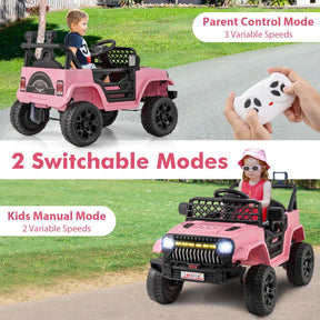 12V Kids Ride on Truck Car with Parental Remote LED Lights