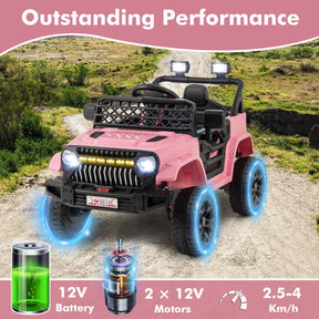 12V Kids Ride on Truck Car with Parental Remote LED Lights