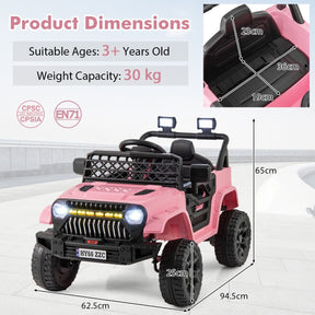 12V Kids Ride on Truck Car with Parental Remote LED Lights