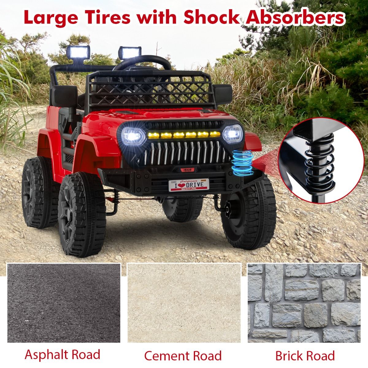 12V Kids Ride on Truck Car with Parental Remote LED Lights