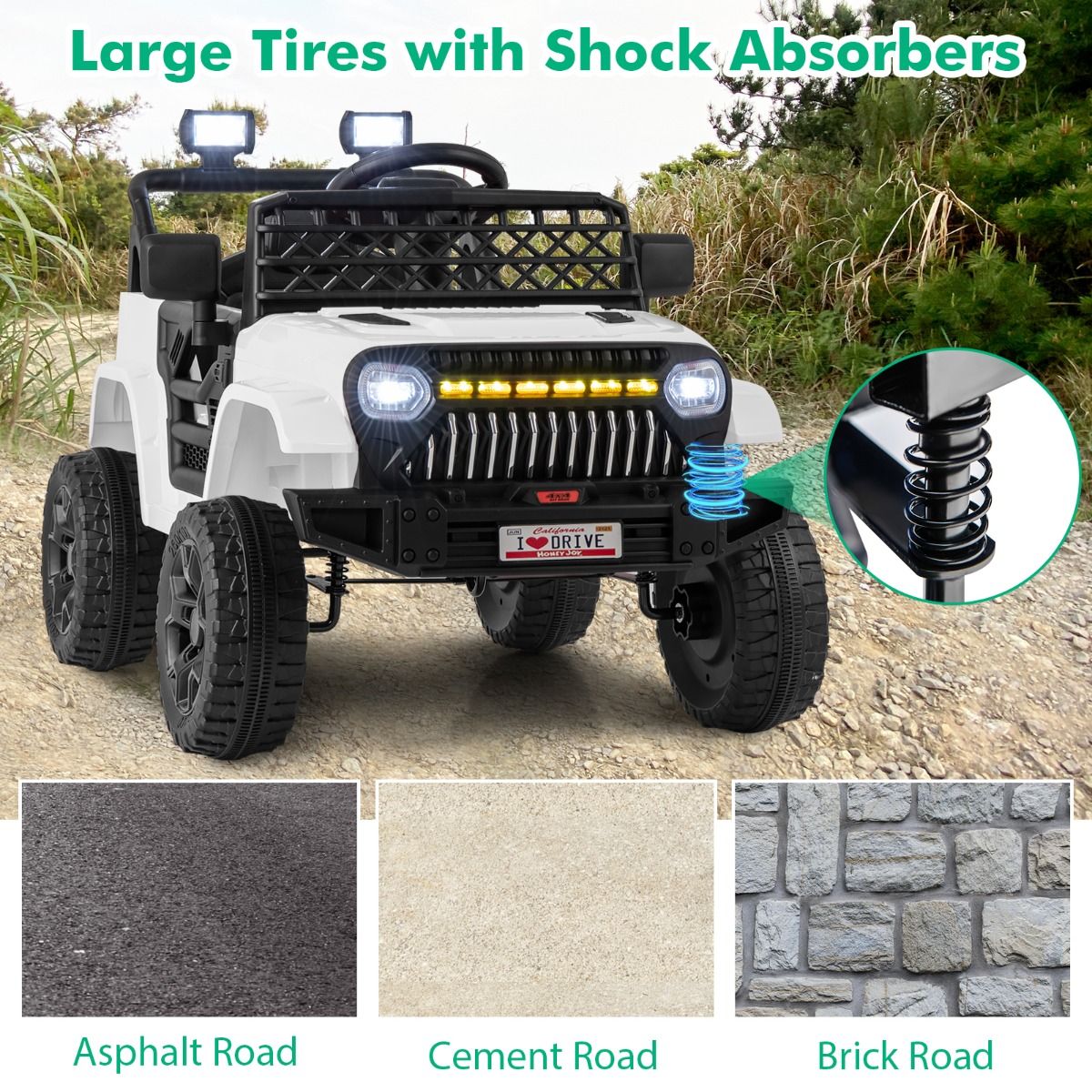 12V Kids Ride on Truck Car with Parental Remote LED Lights