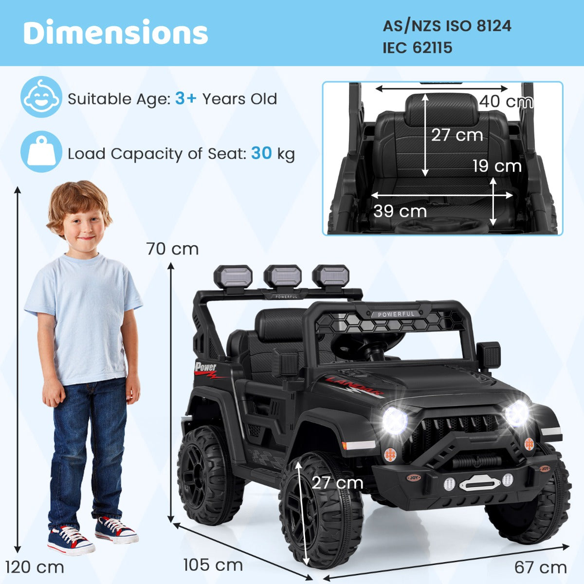 12V Kids Ride on Truck Electric Toy Car with Remote Control