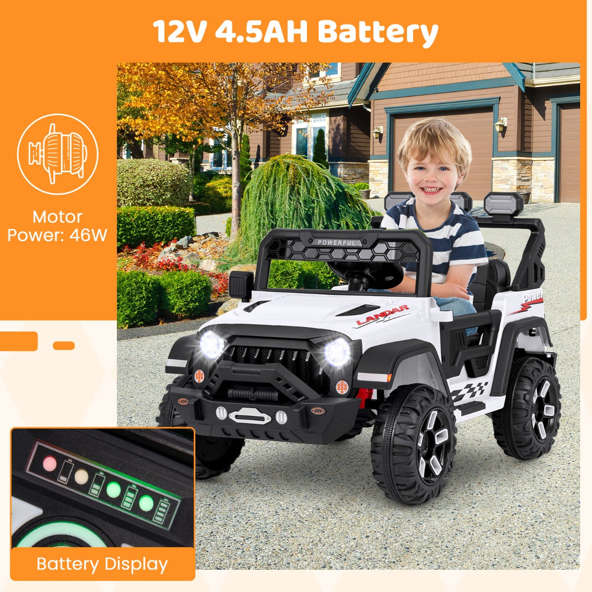 12V Kids Ride on Truck Electric Toy Car with Remote Control