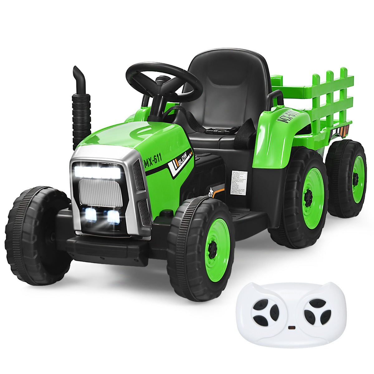12V Kids Ride On Tractor with Trailer and Remote Control