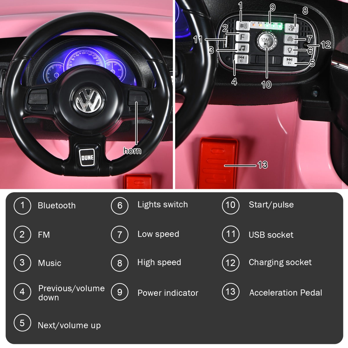 12V Volkswagen Beetle Kids Electric Ride On Car