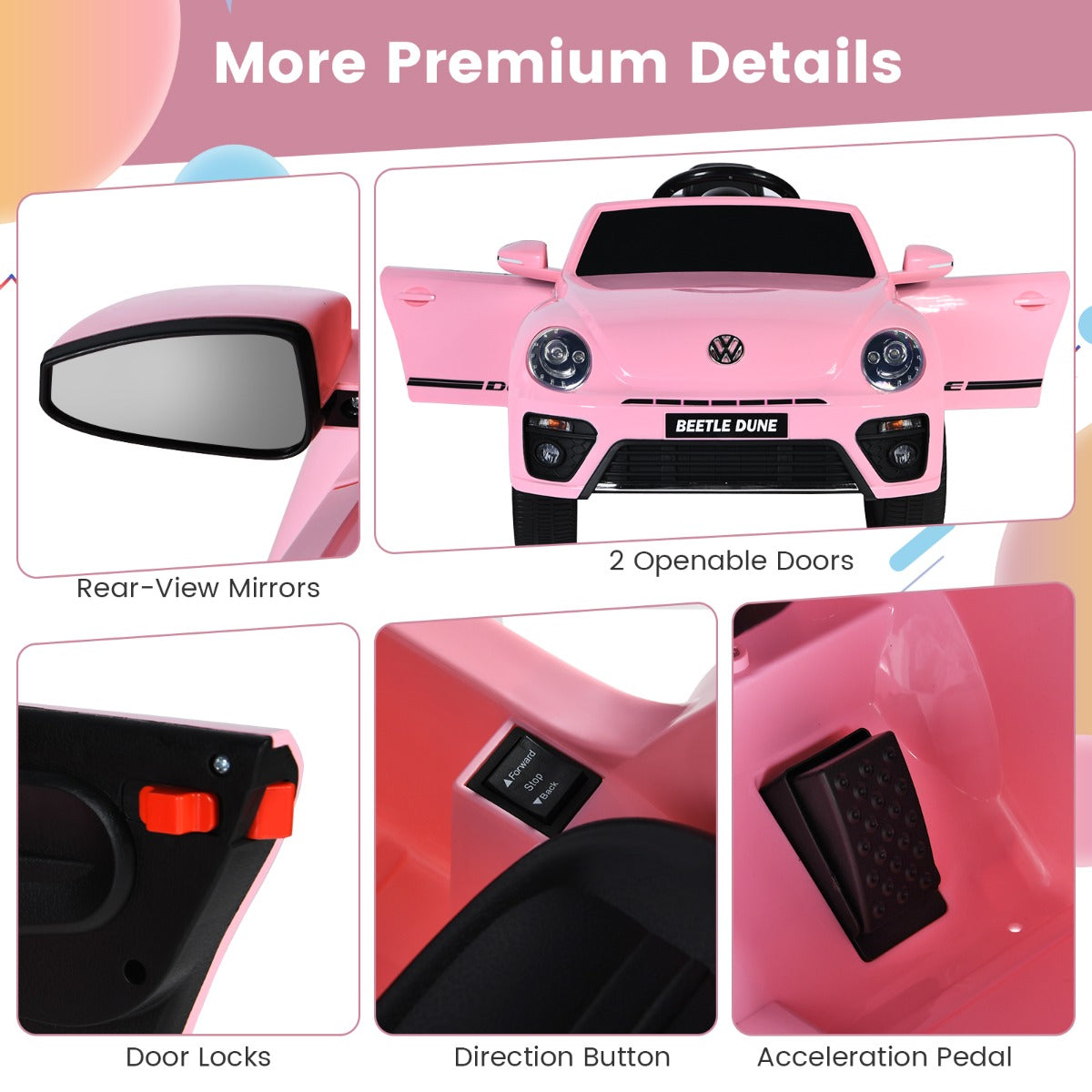 12V Volkswagen Beetle Kids Electric Ride On Car