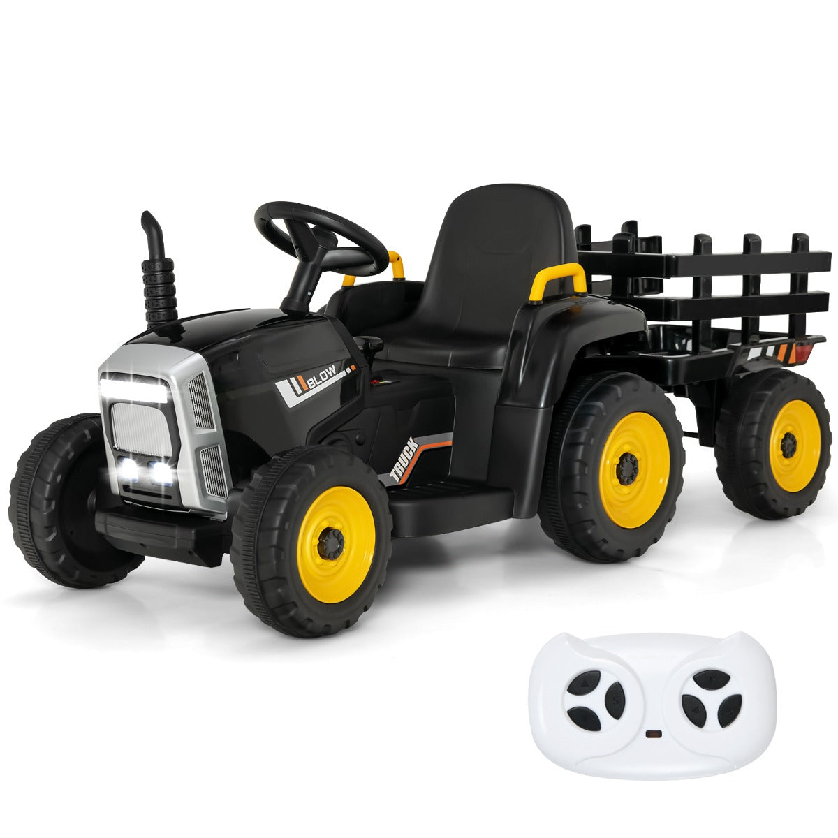 12V Kids Ride On Tractor with Trailer and Remote Control