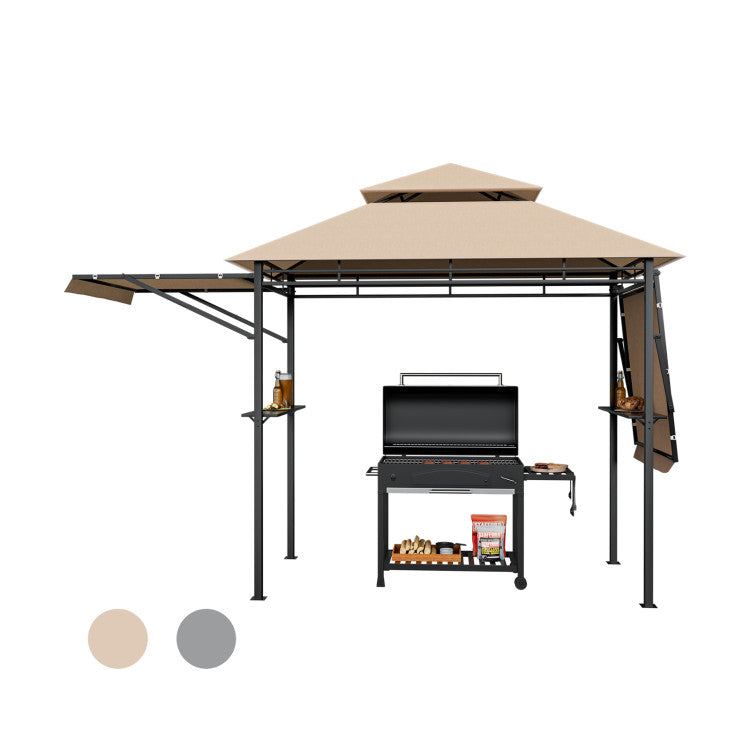 13.5 x 4 Feet Outdoor Grill Gazebo Patio Double Tier BBQ Canopy Shelter with Dual Side Awnings