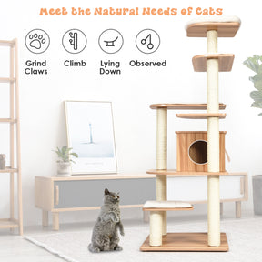 Modern Cat Climbing Tree with Scratch Resistant Sisal Rope Column