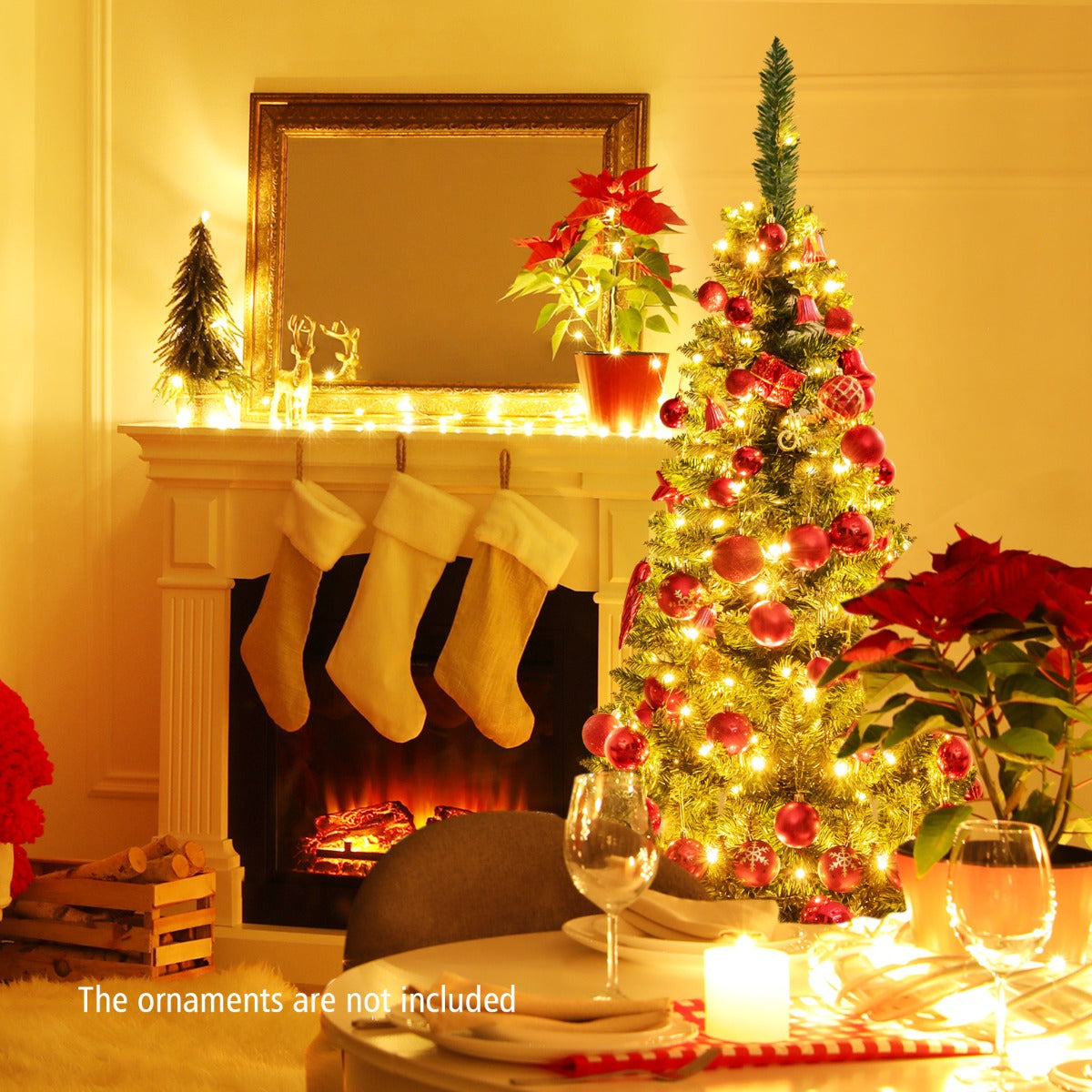135cm/198cm Full Christmas Decoration Artificial Pencil Tree with 226/708 PVC Branch Tips