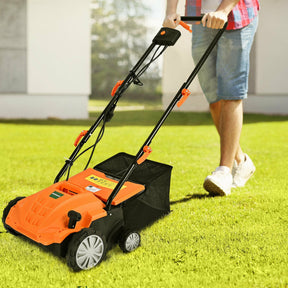 13 Inch 12 Amp 3-Position Depth Electric Scarifier with Safety Lock and Removable Blades