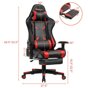 Ergonomic High Back Massage Gaming Chair with Light and Handrails