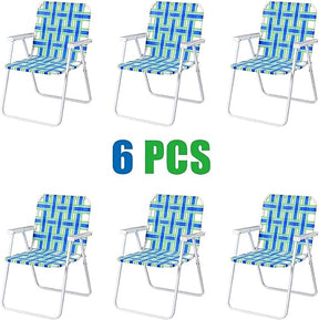 Hikidspace 6-Piece Folding Beach Chair Webbing Chair for Camping & Lawn