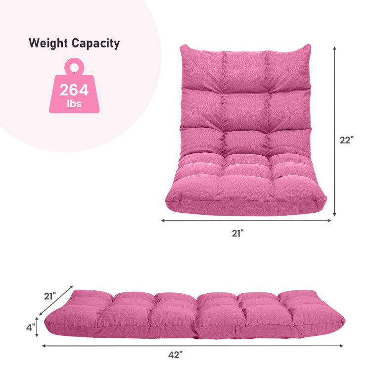 14-Position Adjustable  Folding Lazy Gaming Sofa Floor Chair